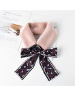 Sparsil kobieta zima futrzany szalik komin Leopard wstążka szaliki kobiety Patchwork Faux królik z imitacją kołnierzyka futro sz