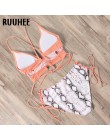 RUUHEE Bikini 2020 strój kąpielowy Push Up stroje kąpielowe kobiety Bikini Set Leopard zasznurować Backless kobiet Sexy Biquini 