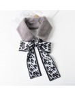 Sparsil kobieta zima futrzany szalik komin Leopard wstążka szaliki kobiety Patchwork Faux królik z imitacją kołnierzyka futro sz