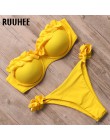 RUUHEE Bandeau strój kąpielowy Bikini kobiety strój kąpielowy Sexy marszczony strój Bikini Push Up kostium kąpielowy kobiet braz