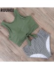 RUUHEE strój kąpielowy kobiety Bikini 2020 mujer stroje kąpielowe Bikini wysokie w talii Sport topy strój kąpielowy kobiety wyśc