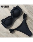 RUUHEE Bandeau strój kąpielowy Bikini kobiety strój kąpielowy Sexy marszczony strój Bikini Push Up kostium kąpielowy kobiet braz