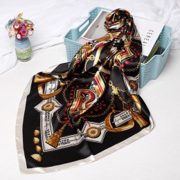 Moda hidżab szalik dla kobiet drukuj satyna jedwabna włosów szaliki chustka 90*90cm plac szalik pałąk szaliki dla pań 2019