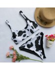 Seksowne Bikini Mujer 2019 nowy nadruk z krową strój kąpielowy kobiety dwa kawałki Push Up Biquini brazylijski strój kąpielowy d