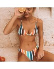 LIVA GIRL sexy women wysokiej talii dwuczęściowe plażowe stroje kąpielowe moda bikini set push-up biustonosz w pionowe paski szy