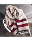 Luksusowa marka szalik w kratkę dla kobiet Faux Cashmere damska zimowa Poncho wełna Pashmina zima Stole pani szaliki kobiece Pon