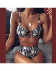 Peachtan Sexy nadruk węża bikini set 2020 nowy wysokiej talii stroje kąpielowe kobiety strój kąpielowy z wycięciem kobiet brazyl