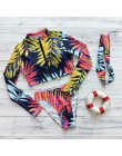 2020 Sexy Bikini z długim rękawem kobiety strój kąpielowy nadruk zielonych liści kostiumy kąpielowe kostiumy kąpielowe brazylijs