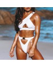 In-x jedno ramię bikini 2020 klamra wysokie cięcie strój kąpielowy seksowne stringi bikini drążą strój kąpielowy biały push up s