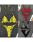 2020 nowe bikini wysokie w talii żółty Bandeau strój kąpielowy seksowny nadruk stringi Bikini kobiety stroje kąpielowe dwuczęści