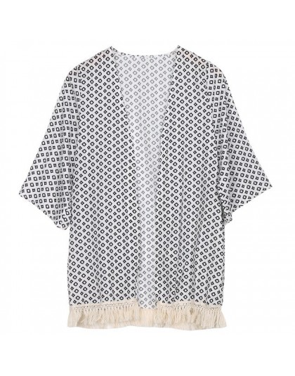 2018 Summer Women Beach Swim Cover-up szyfonowa lekka z nadrukiem bikini Cover frędzle Beach Outwear