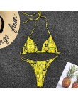 2020 nowe bikini wysokie w talii żółty Bandeau strój kąpielowy seksowny nadruk stringi Bikini kobiety stroje kąpielowe dwuczęści