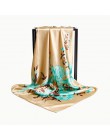 Modny szal szalik dla kobiet kwiatowy Print Satin Silk hidżab szalik kobiet 90x90cm plac chustka szal głowy szaliki dla pań