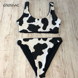 Seksowne Bikini Mujer 2019 nowy nadruk z krową strój kąpielowy kobiety dwa kawałki Push Up Biquini brazylijski strój kąpielowy d