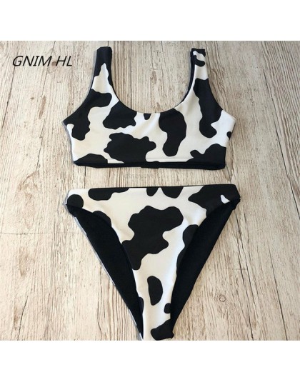 Seksowne Bikini Mujer 2019 nowy nadruk z krową strój kąpielowy kobiety dwa kawałki Push Up Biquini brazylijski strój kąpielowy d