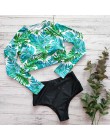 2020 Sexy Bikini z długim rękawem kobiety strój kąpielowy nadruk zielonych liści kostiumy kąpielowe kostiumy kąpielowe brazylijs