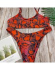 Seksowne kobiety stroje kąpielowe niskiej zwężone Leopard serpentynowy nadruk zestawy Bikini damski strój kąpielowy Bikini pływa