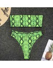 2020 nowe bikini wysokie w talii żółty Bandeau strój kąpielowy seksowny nadruk stringi Bikini kobiety stroje kąpielowe dwuczęści