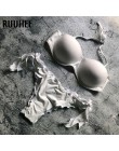 RUUHEE Bandeau strój kąpielowy Bikini kobiety strój kąpielowy Sexy marszczony strój Bikini Push Up kostium kąpielowy kobiet braz