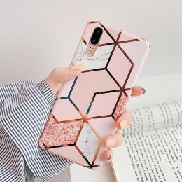 LOVECOM poszycia geometryczny marmur etui na telefony dla Huawei P40 P30 P20 Lite Pro Mate 30 20 Pro Lite błyszczący miękki IMD 