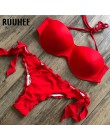 RUUHEE Bandeau strój kąpielowy Bikini kobiety strój kąpielowy Sexy marszczony strój Bikini Push Up kostium kąpielowy kobiet braz