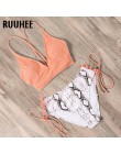 RUUHEE Bikini 2020 strój kąpielowy Push Up stroje kąpielowe kobiety Bikini Set Leopard zasznurować Backless kobiet Sexy Biquini 