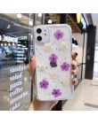 Qianliyao prawdziwe suszone kwiaty przezroczysta miękka osłona dla iphone X 6 6S 7 8 Plus 11 Pro Max etui na telefony dla iphone