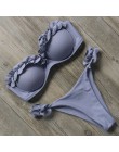 RUUHEE Bandeau strój kąpielowy Bikini kobiety strój kąpielowy Sexy marszczony strój Bikini Push Up kostium kąpielowy kobiet braz