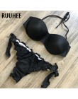 RUUHEE Bandeau strój kąpielowy Bikini kobiety strój kąpielowy Sexy marszczony strój Bikini Push Up kostium kąpielowy kobiet braz