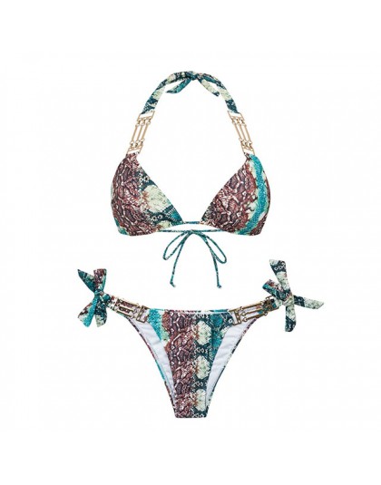 Bikinx nadruk węża bikini 2020 mujer strój kąpielowy trójkąt seksowny kobiecy strój kąpielowy Push up stroje kąpielowe kobiety k