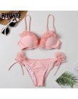RUUHEE Bandeau strój kąpielowy Bikini kobiety strój kąpielowy Sexy marszczony strój Bikini Push Up kostium kąpielowy kobiet braz