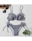 RUUHEE Bandeau strój kąpielowy Bikini kobiety strój kąpielowy Sexy marszczony strój Bikini Push Up kostium kąpielowy kobiet braz