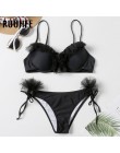 RUUHEE Bandeau strój kąpielowy Bikini kobiety strój kąpielowy Sexy marszczony strój Bikini Push Up kostium kąpielowy kobiet braz
