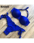 RUUHEE Bandeau strój kąpielowy Bikini kobiety strój kąpielowy Sexy marszczony strój Bikini Push Up kostium kąpielowy kobiet braz