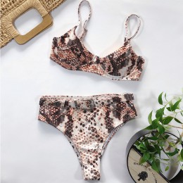 Peachtan Sexy nadruk węża bikini set 2020 nowy wysokiej talii stroje kąpielowe kobiety strój kąpielowy z wycięciem kobiet brazyl
