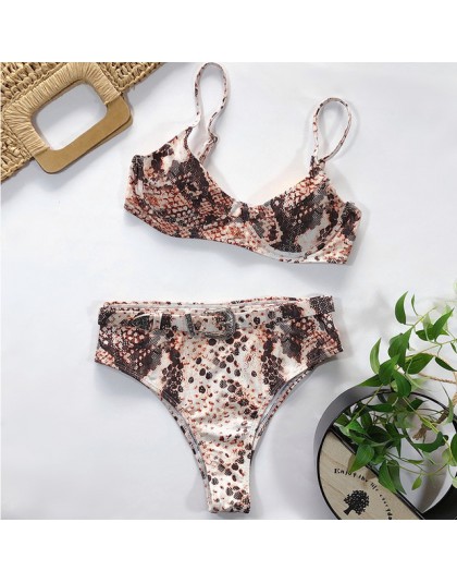 Peachtan Sexy nadruk węża bikini set 2020 nowy wysokiej talii stroje kąpielowe kobiety strój kąpielowy z wycięciem kobiet brazyl
