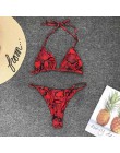 2020 nowe bikini wysokie w talii żółty Bandeau strój kąpielowy seksowny nadruk stringi Bikini kobiety stroje kąpielowe dwuczęści