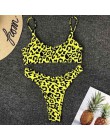 2020 nowe bikini wysokie w talii żółty Bandeau strój kąpielowy seksowny nadruk stringi Bikini kobiety stroje kąpielowe dwuczęści