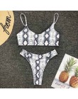 2020 nowe bikini wysokie w talii żółty Bandeau strój kąpielowy seksowny nadruk stringi Bikini kobiety stroje kąpielowe dwuczęści