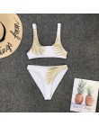 2020 nowe bikini wysokie w talii żółty Bandeau strój kąpielowy seksowny nadruk stringi Bikini kobiety stroje kąpielowe dwuczęści