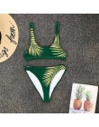 2020 nowe bikini wysokie w talii żółty Bandeau strój kąpielowy seksowny nadruk stringi Bikini kobiety stroje kąpielowe dwuczęści