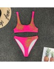 2020 nowe bikini wysokie w talii żółty Bandeau strój kąpielowy seksowny nadruk stringi Bikini kobiety stroje kąpielowe dwuczęści