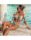 2020 Sexy Bikini z długim rękawem kobiety strój kąpielowy nadruk zielonych liści kostiumy kąpielowe kostiumy kąpielowe brazylijs