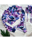 2020 Sexy Bikini z długim rękawem kobiety strój kąpielowy nadruk zielonych liści kostiumy kąpielowe kostiumy kąpielowe brazylijs