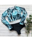 2020 Sexy Bikini z długim rękawem kobiety strój kąpielowy nadruk zielonych liści kostiumy kąpielowe kostiumy kąpielowe brazylijs