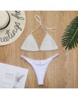 Luksusowy Bling Rhinestone Sliver Bikini Set kryształowy diament Sexy kobiety strój kąpielowy Halter Push Up bandażowy strój kąp
