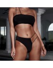 Jedno ramię stringi bikini 2020 mujer kąpiących wysokie cięcie czarne stroje kąpielowe kobiety biquini Bandeau push up strój kąp