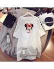 Sukienka 2020 letnie sukienki damskie Minnie nadruk kreskówkowy Casual luźny czarny biały Mini odzież damska Big Size Dress Femm
