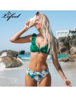 2020 Sexy wzburzyć Bukini stroje kąpielowe bez pleców kobiety nadruk w kropki Bikini zestaw strój kąpielowy letnia kwiecista odz