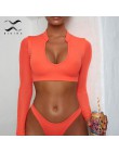 Bikinx z długim rękawem brazylijskie bikini wysokie cięcie biały strój kąpielowy stringi stroje kąpielowe kobiety kąpiących mikr